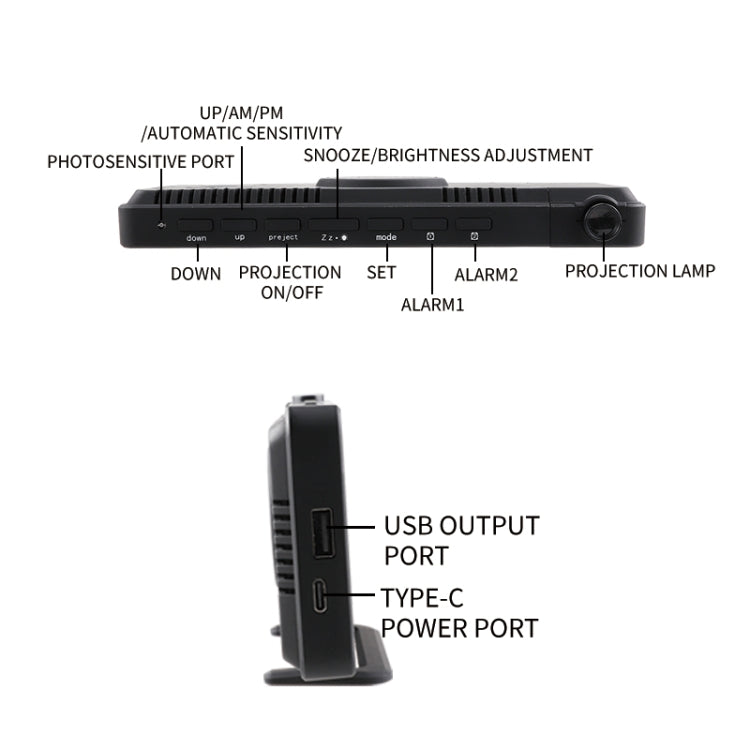 TS-9210 Digital Mirror Projection Alarm Clock With Time Display and Projection
