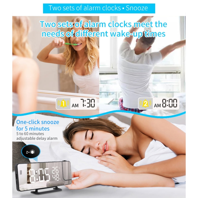 TS-9210 Digital Mirror Projection Alarm Clock With FM Radio & Temperature Humidity