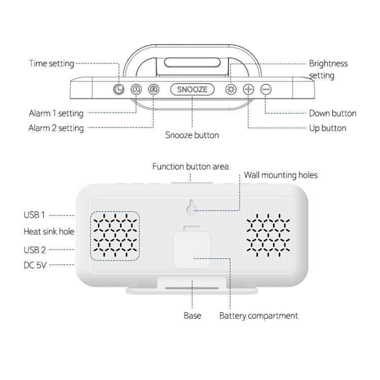 8821 LED Mirror Dual-purpose Snooze Alarm Clock