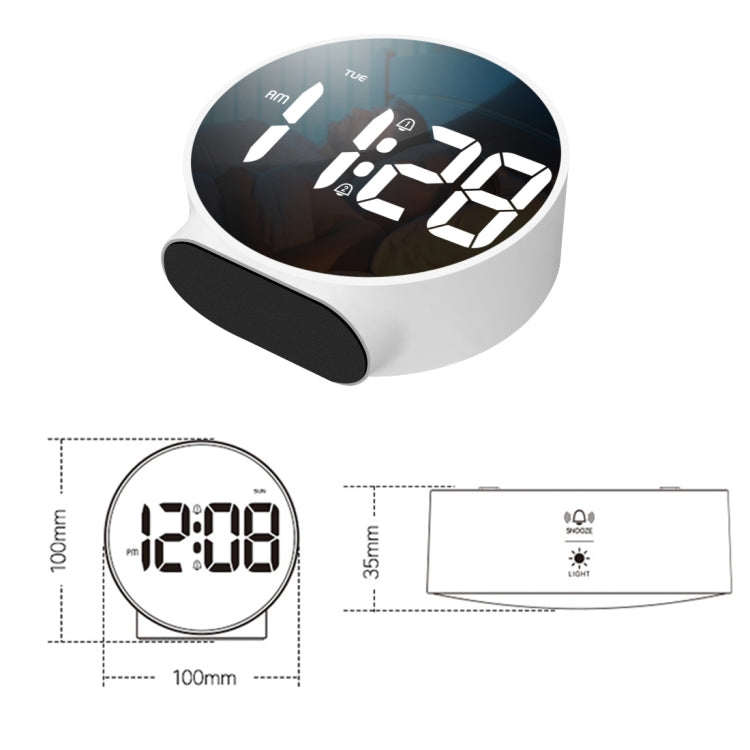 8816 LED Mirror Round Dual-purpose Alarm Clock