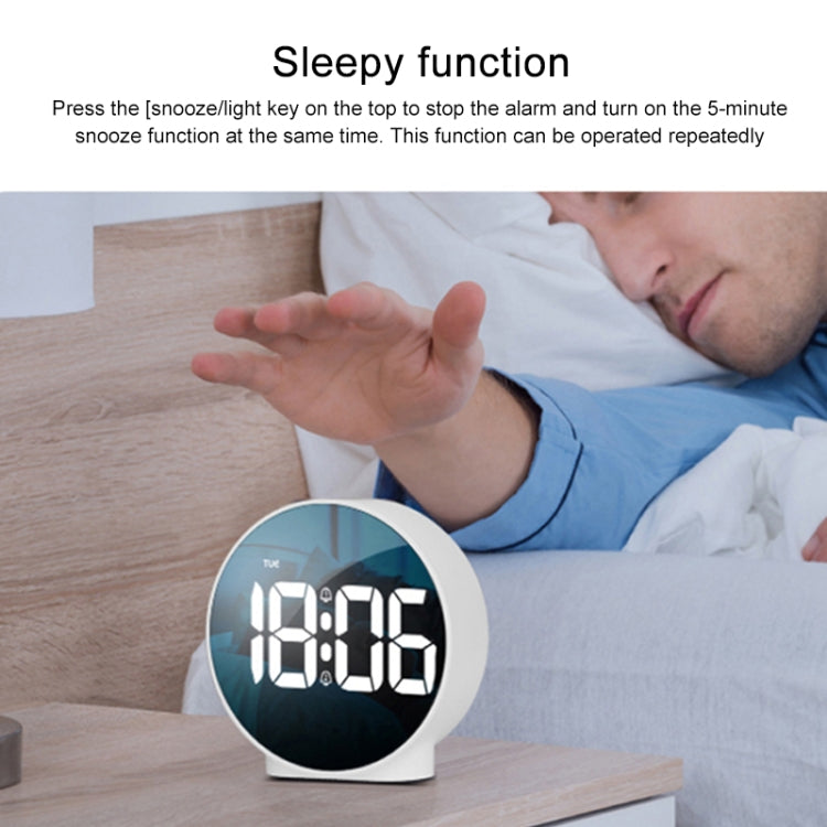 8816 LED Mirror Round Dual-purpose Alarm Clock