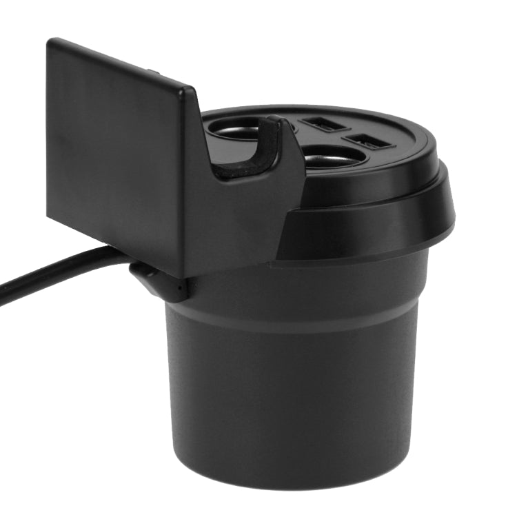 5V 1A+2.4A Two USB Ports & Two Car Cigarette Lighter Socket Car Charger with Holder Function