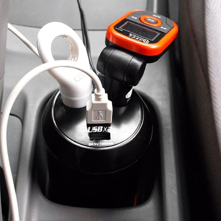 5V 1A+2.4A Two USB Ports & Two Car Cigarette Lighter Socket Car Charger with Holder Function