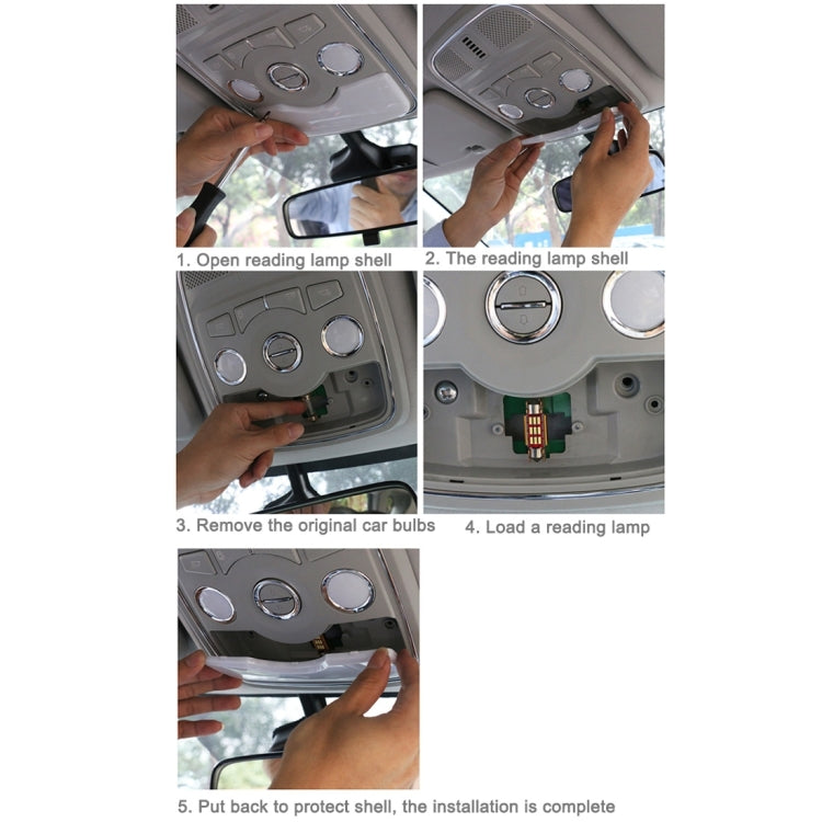 2 PCS 41mm Festoon 3W 300LM White Light 8 LED 3528 SMD Canbus Error-Free Car Reading Lamps,  DC 12