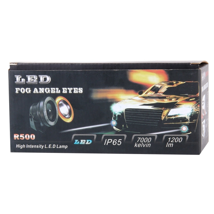 3.0 inch DC 12V 10W 900LM 6500K Car Angel Eyes Fog Lamp Foglight(White Light + White Light)