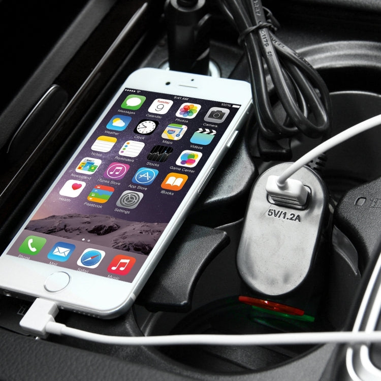Olesson Streamlined Design 1.2A USB Car Cigarette Lighter Socket Car Charger with Color LED Light