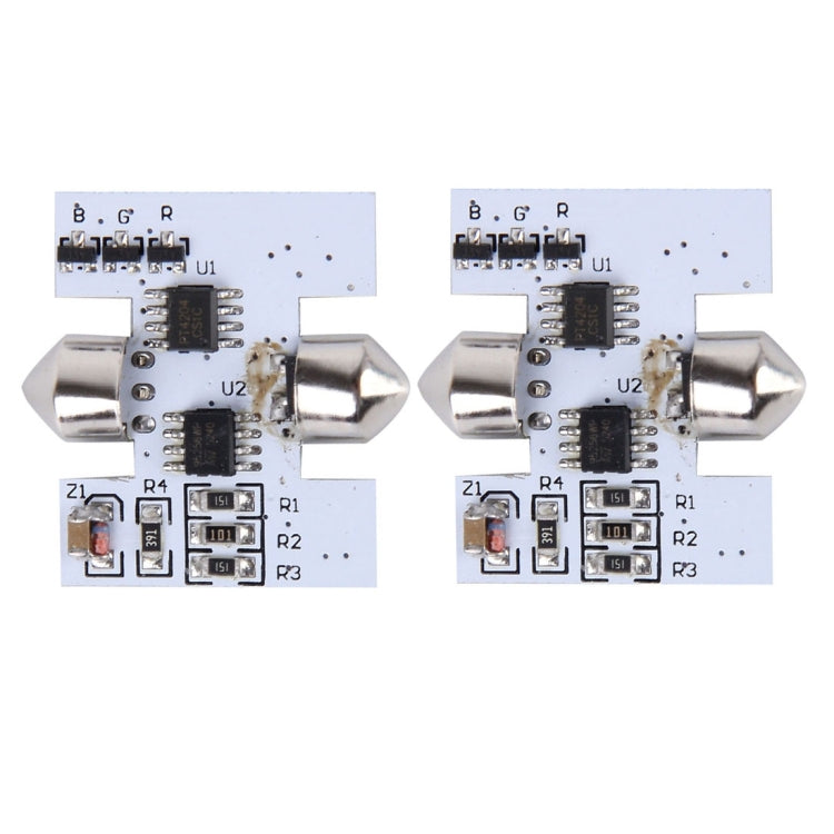 2 PCS Colorful 31MM Bicuspid Remote Control Car Dome Lamp LED Reading Light with 6 LED Lights