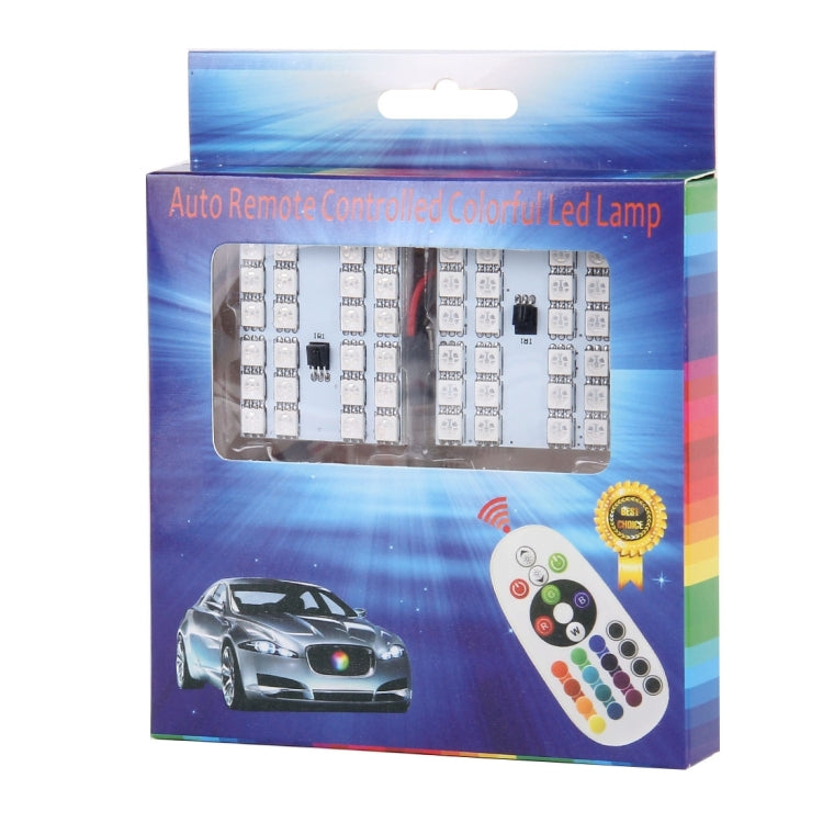 2 PCS Colorful 41MM T10 + Bicuspid Port Remote Control Car Dome Lamp LED Reading Light with 24 LED Lights