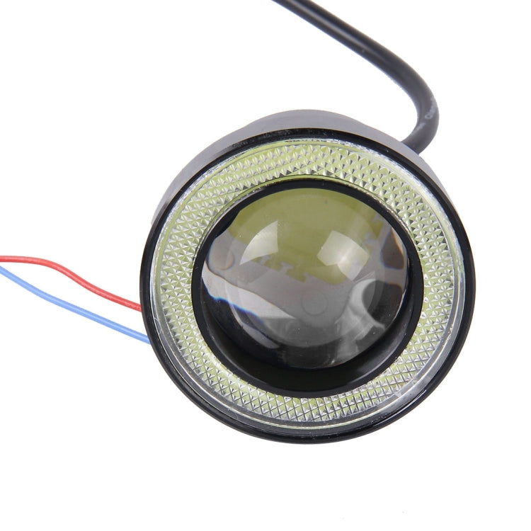 2 PCS 2.5 inch DC12-24V 10W 900LM 6500K Car Angel Eyes Fog Lamp Foglight, Cable Length: 20cm(White Light + White Light)