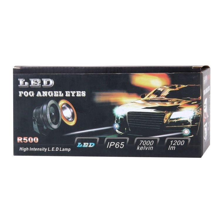 2 PCS 2.5 inch DC12-24V 10W 900LM 6500K Car Angel Eyes Fog Lamp Foglight, Cable Length: 20cm(White Light + White Light)