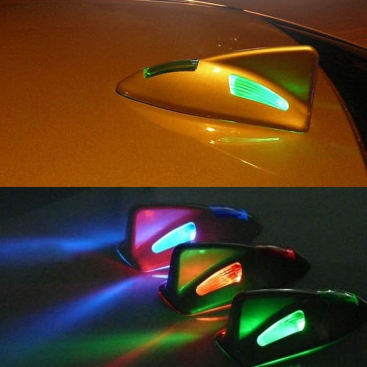 Solar Colorful Light Anti Collision Shark Fin Car Taillight LED Flash Warning Light Caution Light
