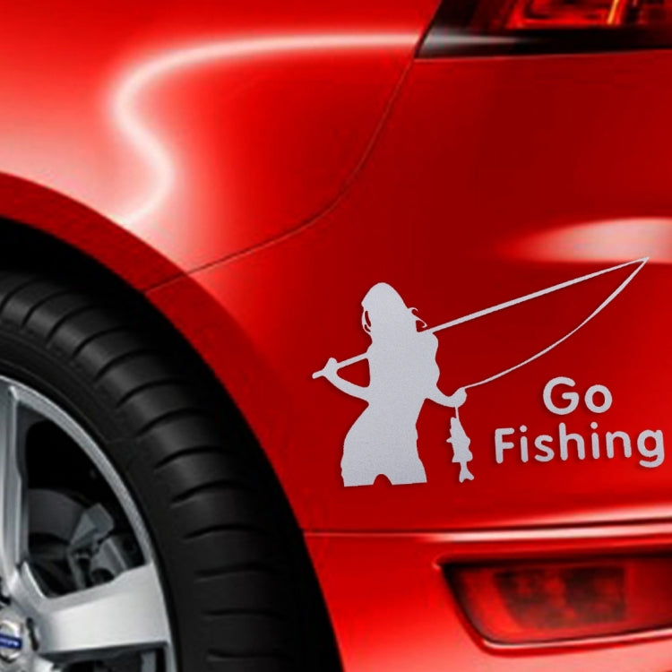 Beauty Go Fishing Styling Reflective Car Sticker, Size: 14cm x 8.5cm
