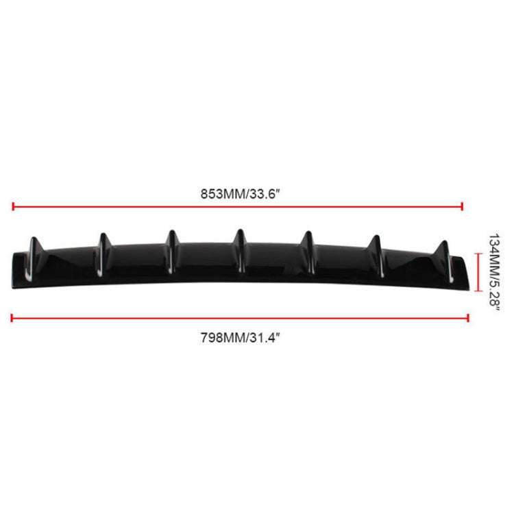 Universal Car Rear Bumper Lip Diffuser 7 Shark Fin Style Black ABS, Size: 85.3 x 79.8 x 13.4cm