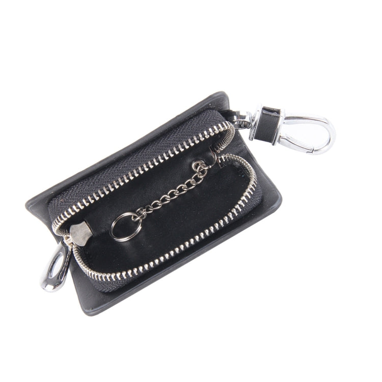 Universal Leather Carbon Fiber Texture Waist Hanging Zipper Wallets Key Holder Bag (No Include Key)