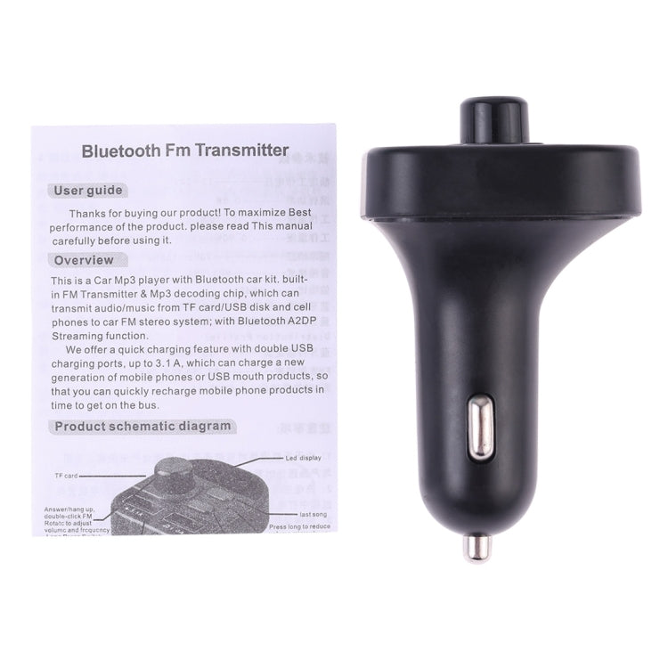 805E Dual USB Charging Bluetooth FM Transmitter MP3 Music Player Car Kit, Support Hands-Free Call  & Read TF Card / U Disk Music