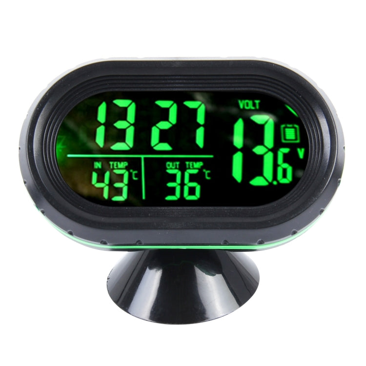 VST-7009V 4 In 1 Digital Car Thermometer Voltage Meter Luminous Clock Tester Detector LCD Monitor Back light