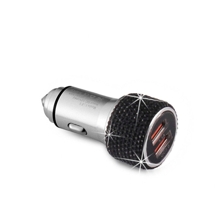 Car Diamond Aluminium Alloy QC3.0 Dual USB Quick Charger