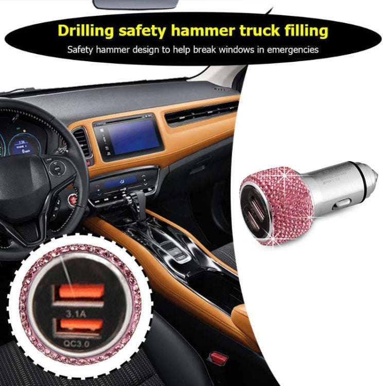 Car Diamond Aluminium Alloy QC3.0 Dual USB Quick Charger