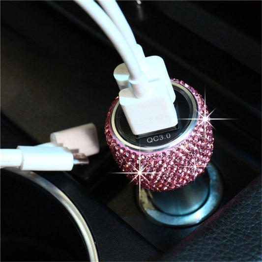 Car Diamond Aluminium Alloy QC3.0 Dual USB Quick Charger, QC3.0