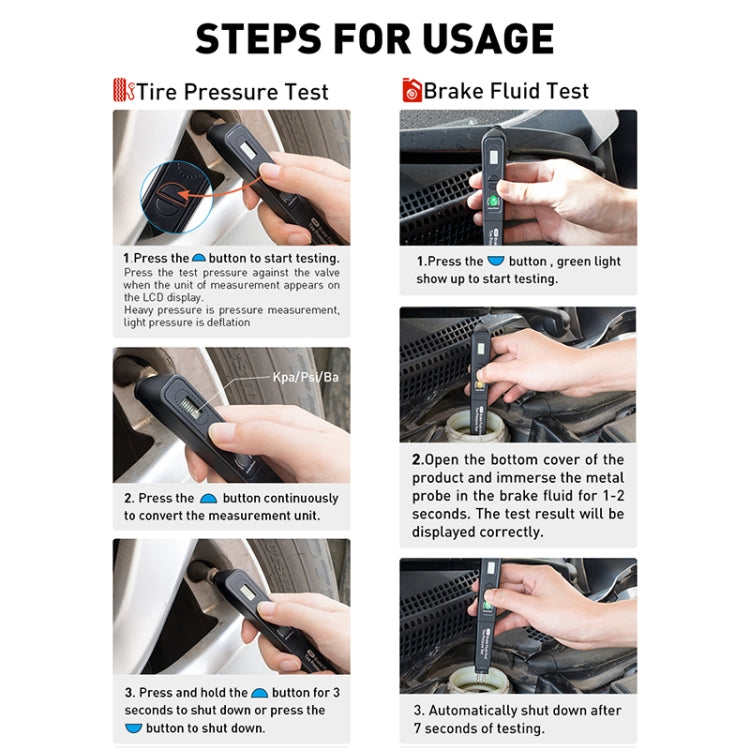 Car 2 in 1 Diagnostic Tool Brake Fluid Liquid Tire Pressure Tester