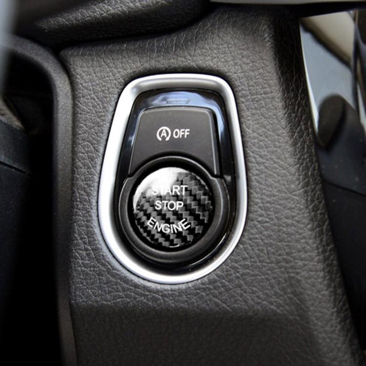Car Carbon Fiber Engine Start Button Decoration Cover Trim Black for BMW F Chassis