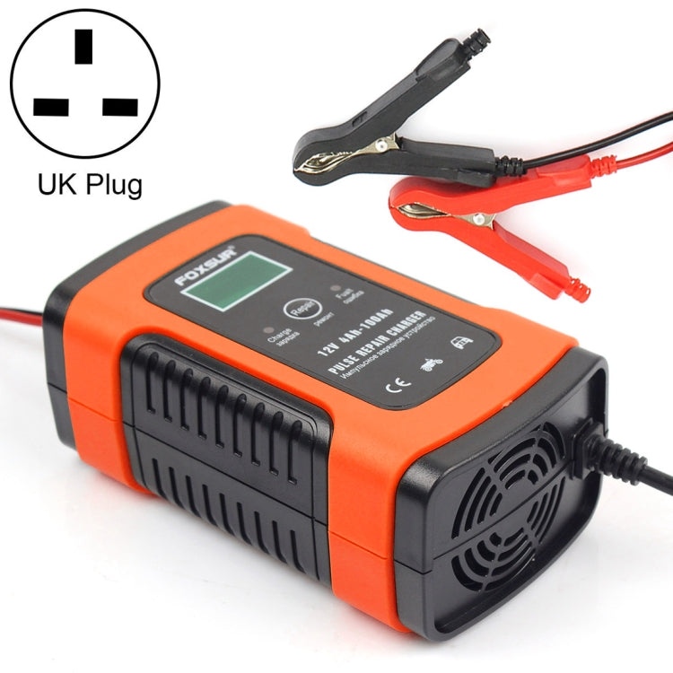 12V 6A Intelligent Universal Battery Charger for Car Motorcycle, Length: 55cm, UK Plug