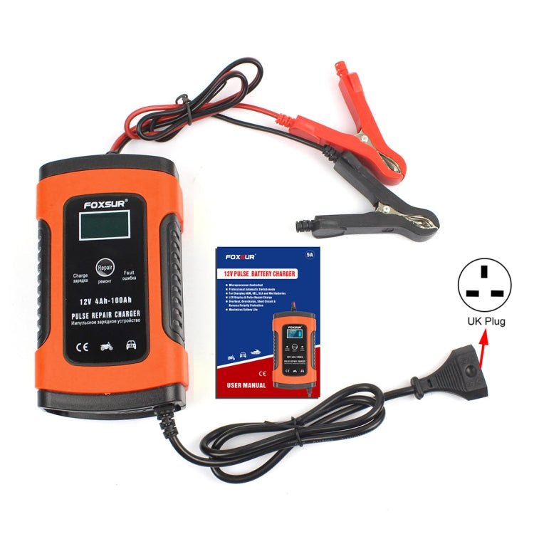 12V 6A Intelligent Universal Battery Charger for Car Motorcycle, Length: 55cm, UK Plug
