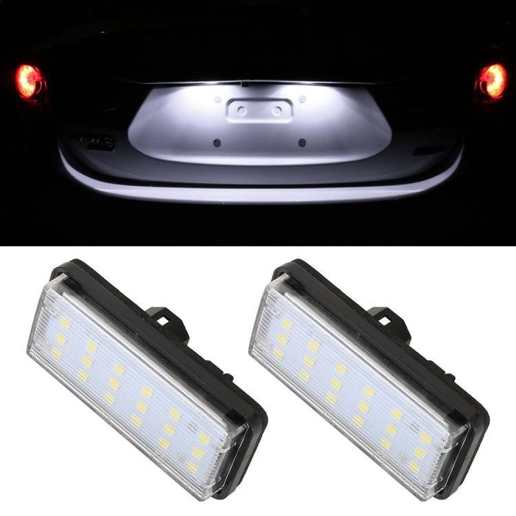 2 PCS DC12V / 1.5W/ 6000K / 100LM Car LED License Plate Light 18LEDs SMD-3528 Lamps for Lexus