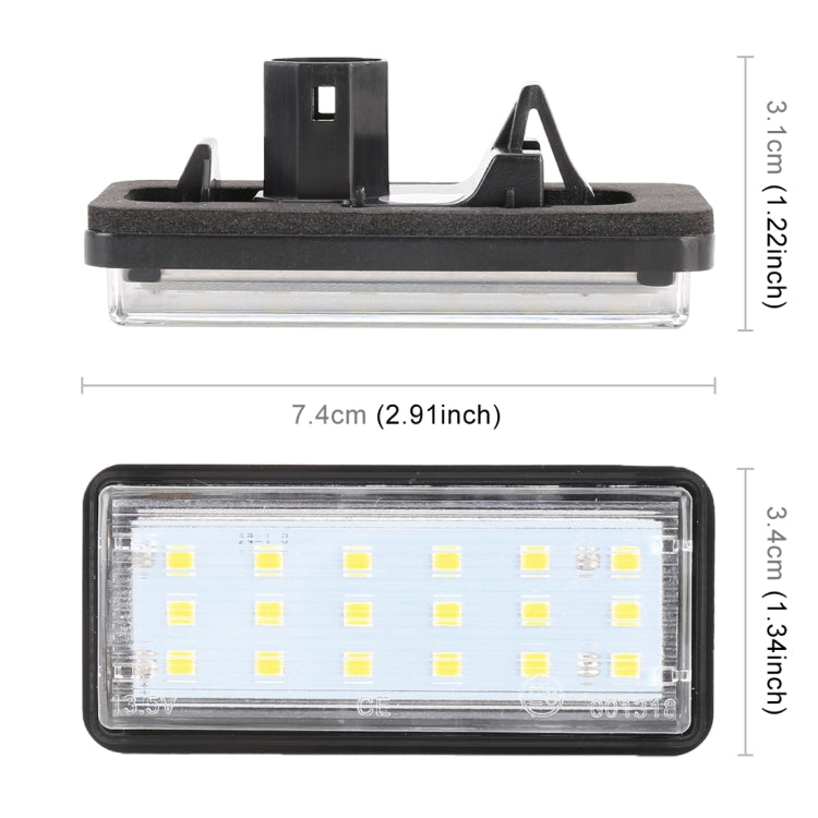 2 PCS DC12V / 1.5W/ 6000K / 100LM Car LED License Plate Light 18LEDs SMD-3528 Lamps for Lexus