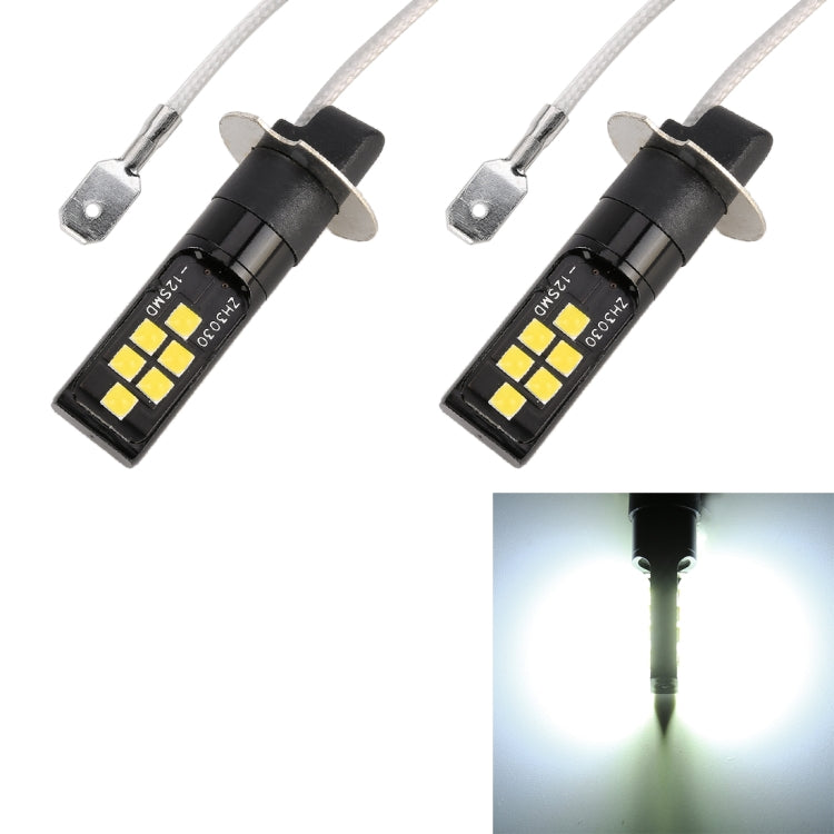2 PCS H3 DC9-16V / 3.5W / 6000K / 320LM Car Auto Fog Light 12LEDs SMD-ZH3030 Lamps, with Constant Current
