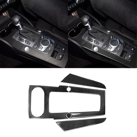 3 PCS Car Carbon Fiber Gear Panel Decorative Sticker for Audi A3, Left Driving