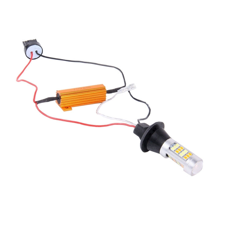 2 PCS T20/7440 10W 1000 LM 6000K White + Yellow Light DRL&Turn Light with 42 SMD-2835-LED Lamp，DC 12-24V
