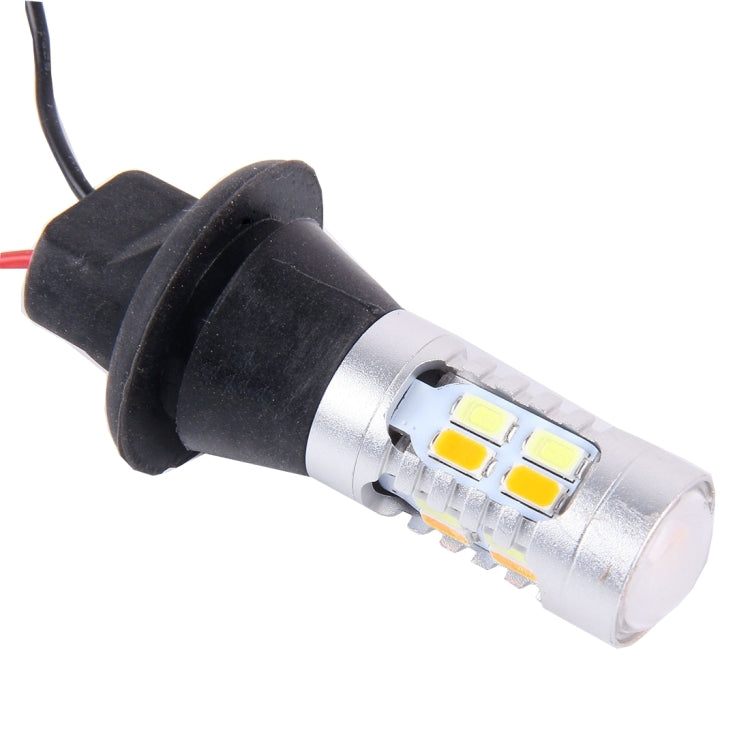 2 PCS T20/7440 10W 1000LM 6000K White + Yellow Light DRL&Turn Light with 20 SMD-5730-LED Lamps，DC 12-24V