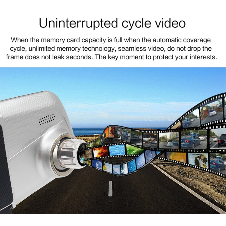 V100 7 inch LCD Touch Screen Rear View Mirror Car Recorder with Separate Camera, 170 Degree Wide Angle Viewing, Support Night Vision / Loop Video / Motion Detection / G-Sensor / TF Card