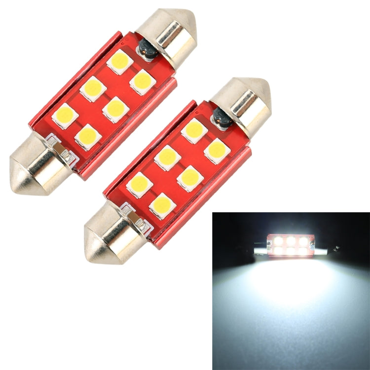 2 PCS 39mm DC12V / 2.2W / 6000K / 130LM 6LEDs SMD-3030 Car Reading Lamp
