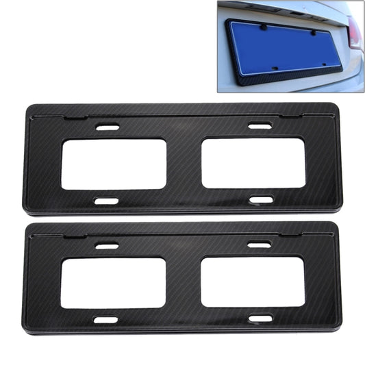 2 PCS Car License Plate Carbon Fiber Bracket Frame Holder Stand Mount(Black)