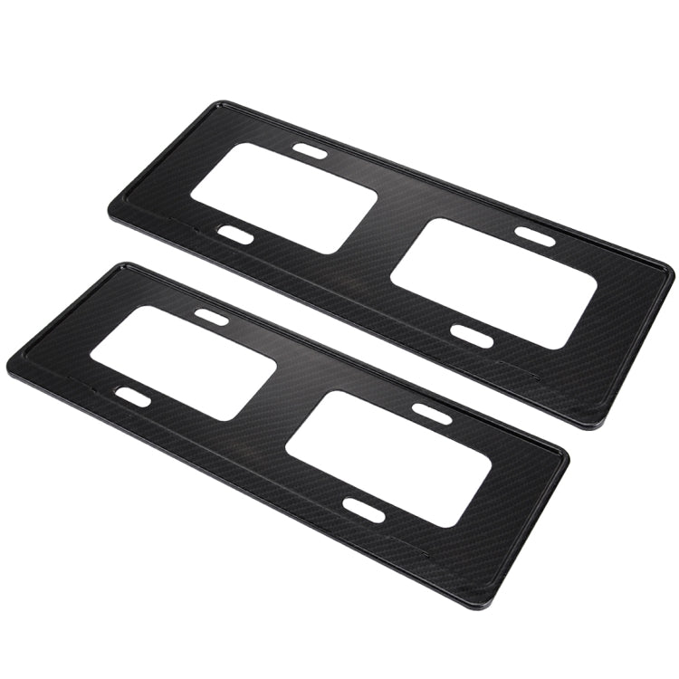 2 PCS Car License Plate Carbon Fiber Bracket Frame Holder Stand Mount(Black)