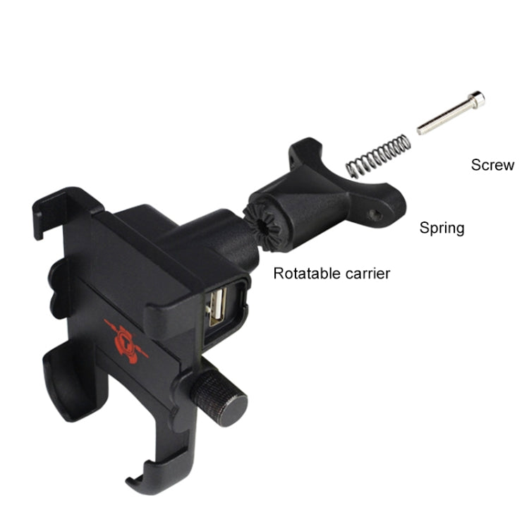 Portable Motorcycle Aluminium Alloy USB Charger Mobile Phone Holder, Handlebars Version