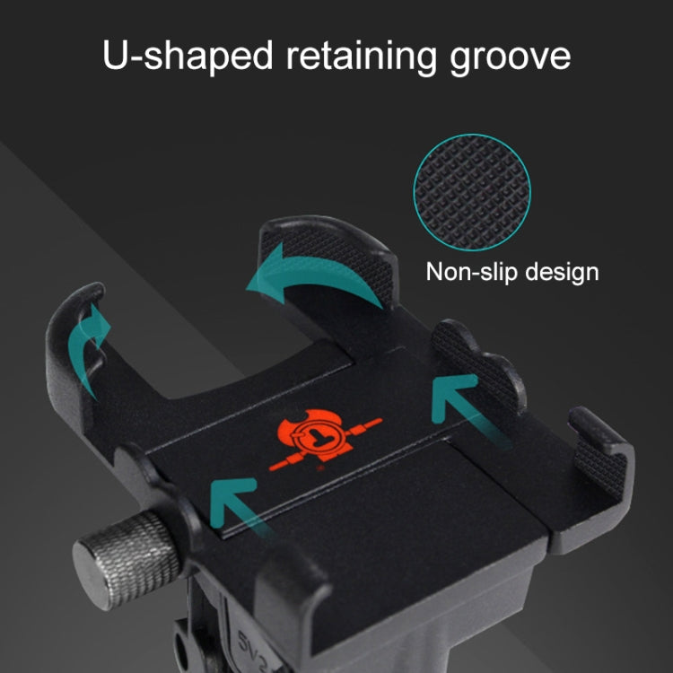 Portable Motorcycle Aluminium Alloy USB Charger Mobile Phone Holder, Handlebars Version