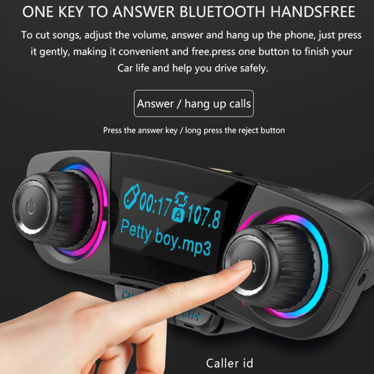 BT06 Dual USB Charging Smart Bluetooth 4.0 + EDR FM Transmitter MP3 Music Player Car Kit with 1.3 inch LED Screen, Support Bluetooth Call, TF Card & U Disk