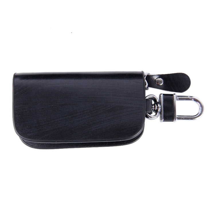 Universal Leather Wood Grain Texture Waist Hanging Zipper Wallets Key Holder Bag (No Include Key)