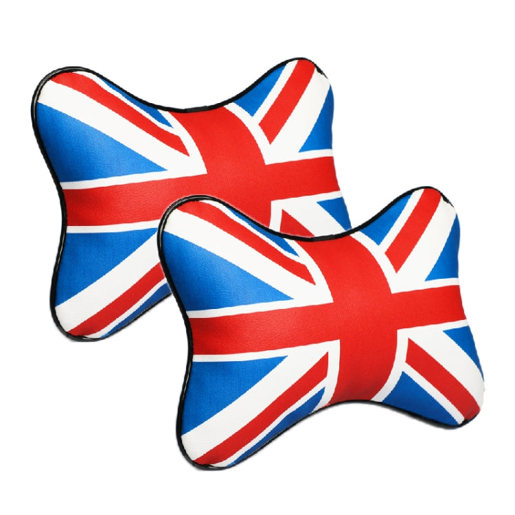 2 PCS UK Flag Pattern Car Headrest Bone Pillow