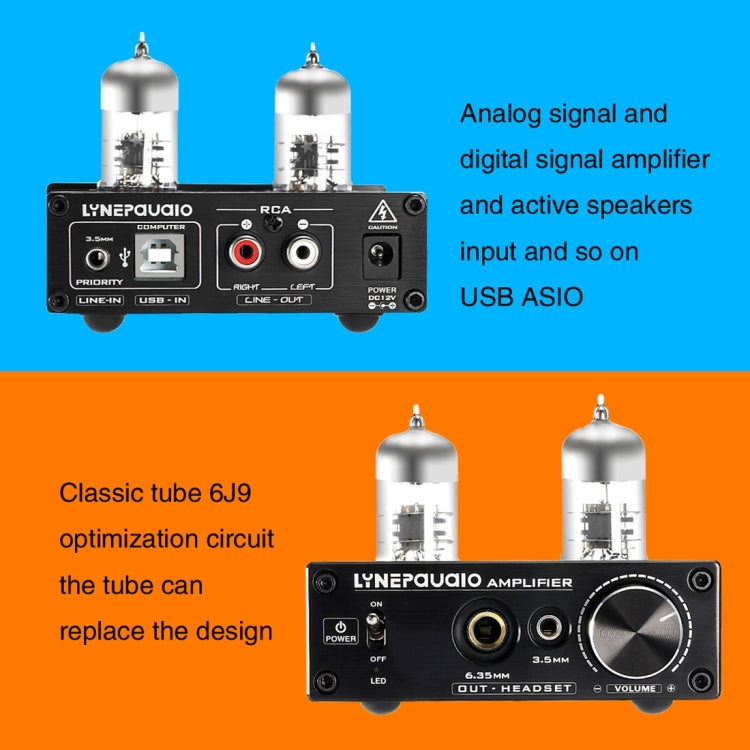 LINEPAUDIO A962 HiFi 6J9 Vacuum Tube Power Headphone Amplifier USB ASIO Sound Card