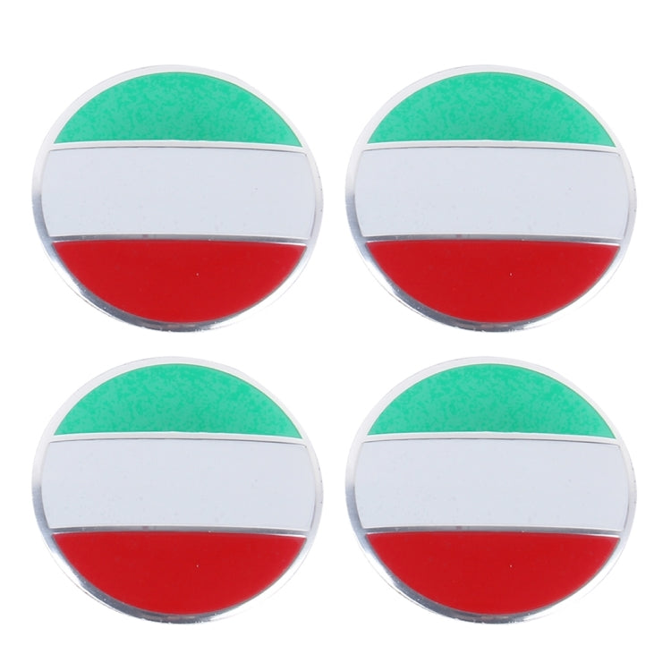 4 PCS Italy Flag Metal Car Sticker Wheel Hub Caps Centre Cover Decoration