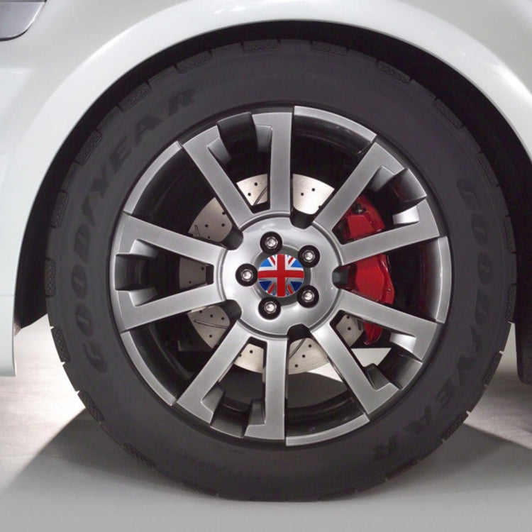 4 PCS England Flag Metal Car Sticker Wheel Hub Caps Centre Cover Decoration