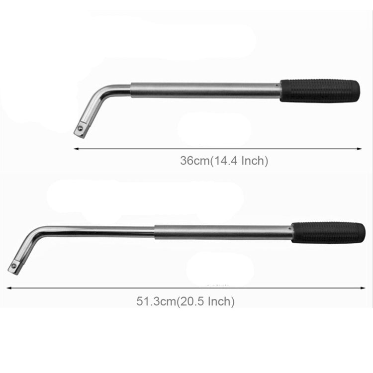 Telescoping Wheel Lug Wrench with Reversible 17mm & 19mm, 21mm & 23mm Socket Adapters And Extended Nonslip Handle from 14.4 inch to 20.5 inch