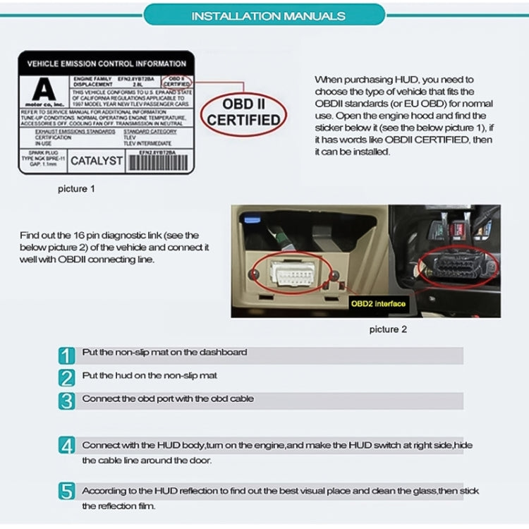 A200 OBD2 3.5 inch Vehicle-mounted Head Up Display Security System, Support Car Speed / Engine Revolving Speed Display / Water Temperature / Voltage