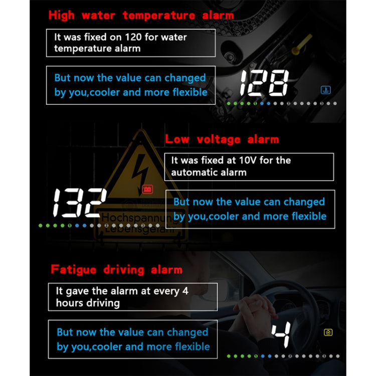 A200 OBD2 3.5 inch Vehicle-mounted Head Up Display Security System, Support Car Speed / Engine Revolving Speed Display / Water Temperature / Voltage