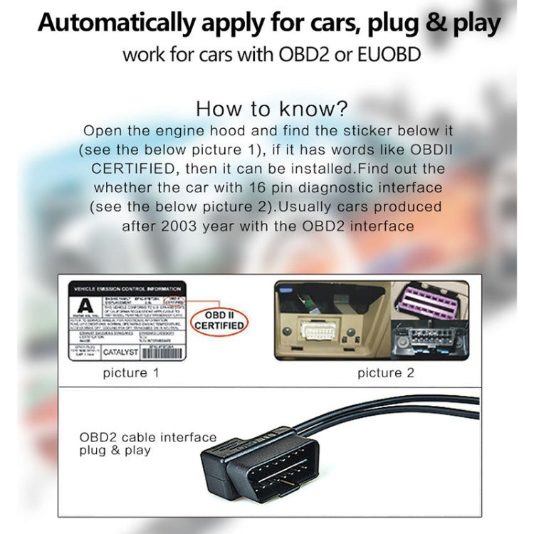 D5000 OBD2 5 inch Vehicle-mounted Head Up Display Security System, Support Car Speed / Engine Revolving Speed Display / Water Temperature / Battery Voltage / Detection and Elimination Fault Code