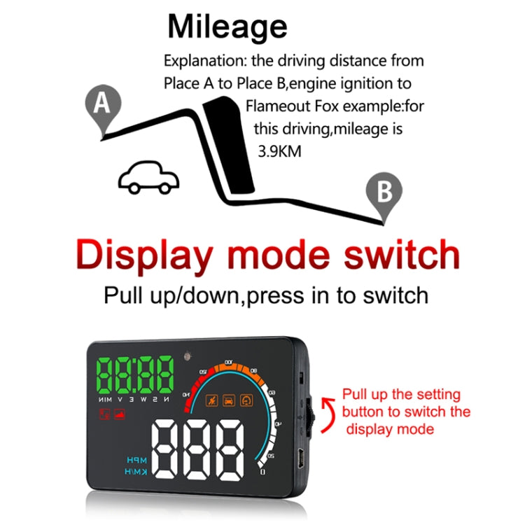 Q5 GPS 4 inch Vehicle-mounted Head Up Display Security System, Support Running Speed & Direction & Distance / Driving Kilometres /